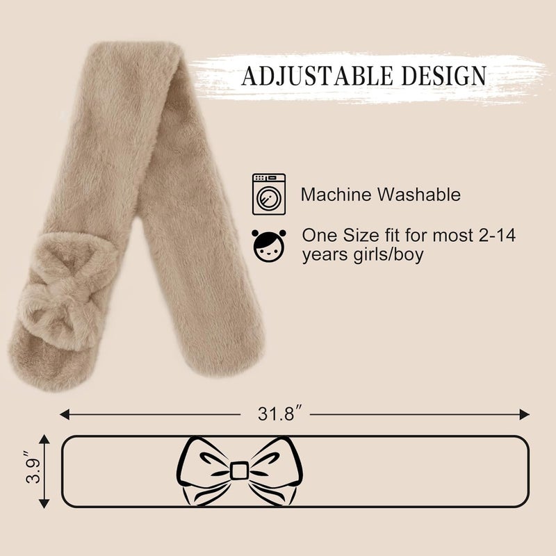 YATANAM Girls Scarf Fuzzy Fleece Kids Scarves Winter Warm Scarf Toddler Adjustable Soft Neck Warmer - Image 4